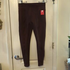 Spanx Faux Suede Dark Terracotta Leggings